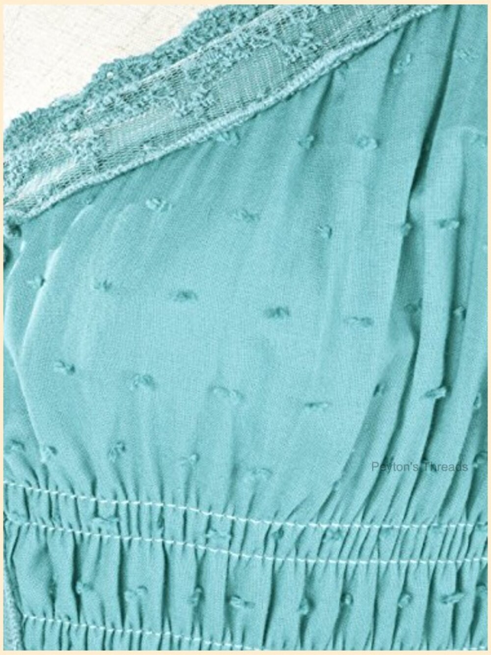 Cap Sleeve Lace Trim Smocked Waist Maxi Dress - Boho Renaissance - Picture 5 of 6